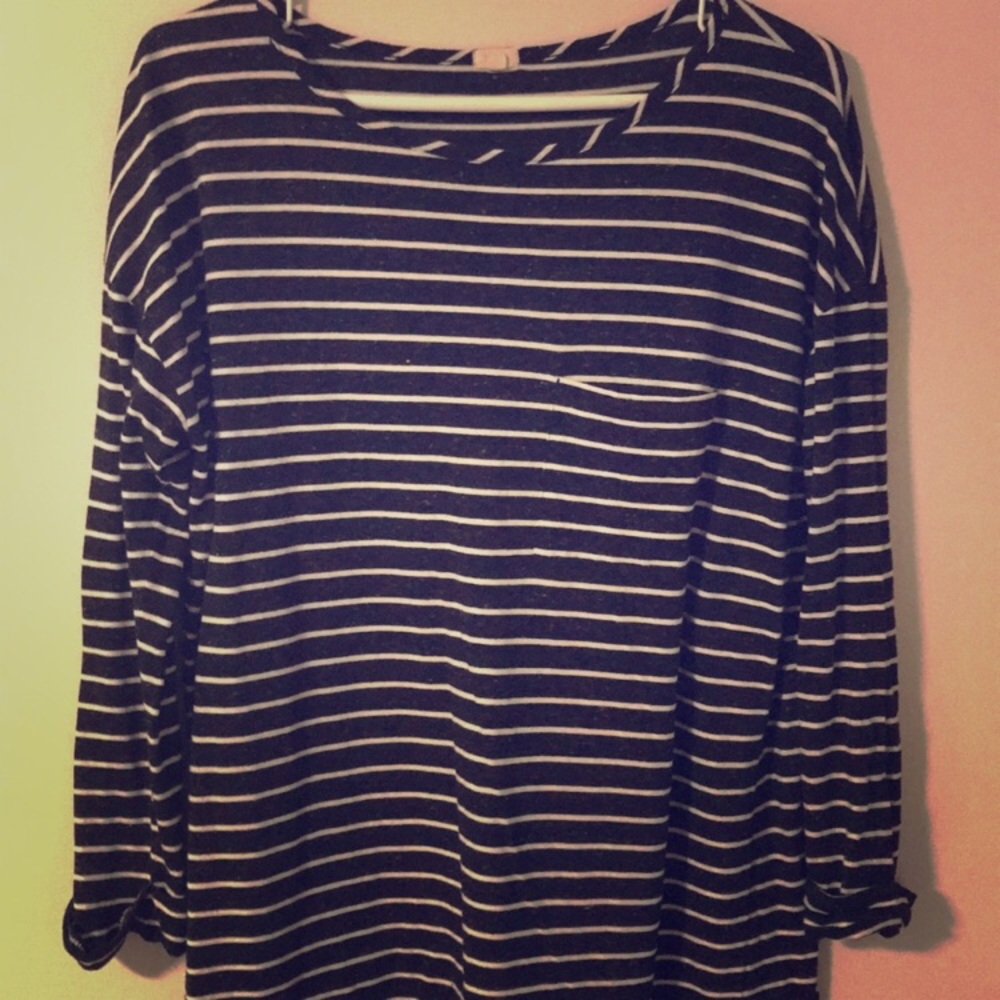 J. Crew Three Quarter Length Striped Shirt